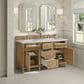 James Martin Vanities Lorelai 60" Double Vanity in Light Natural Oak with 3 cm Ethereal Noctis Quartz Top, , large