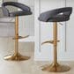 LumiSource Grotto Adjustable Bar Stool with Grey Faux Leather Upholstery in Gold (Set of 2), , large