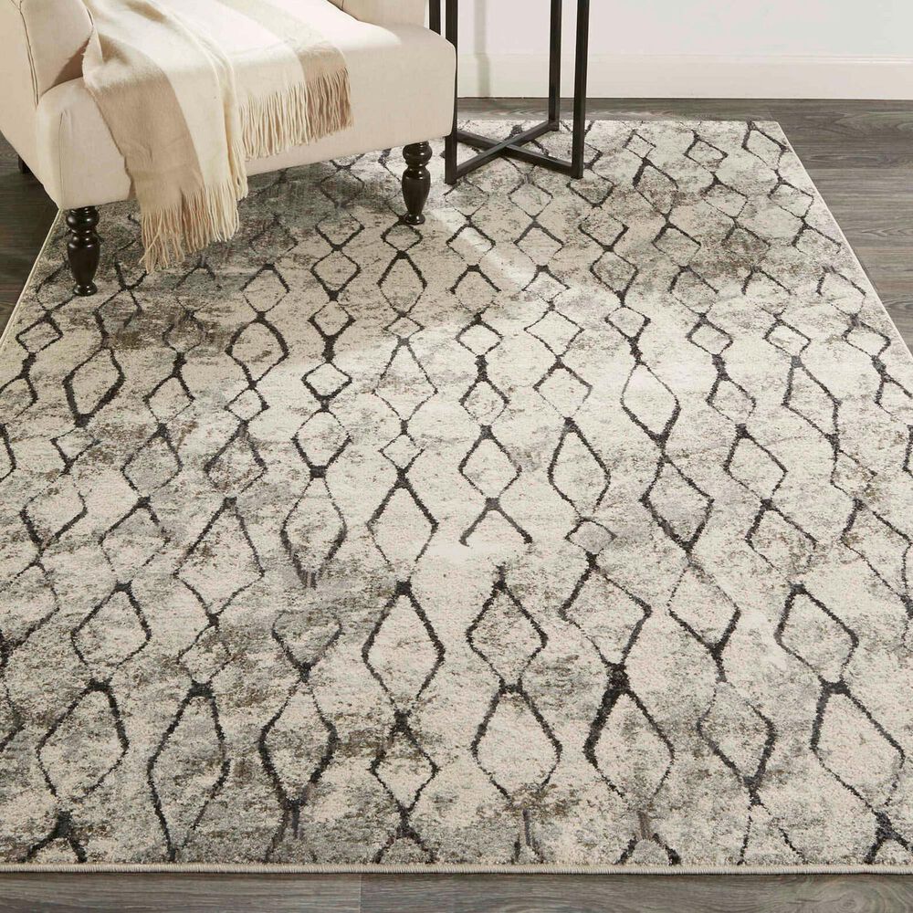 Feizy Kano 6&#39;7&quot; x 9&#39;6&quot; Sand and Charcoal Area Rug, , large
