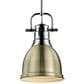 Golden Lighting Duncan 1-Light Small Pendant with Rod and Aged Brass Shade in Chrome, , large