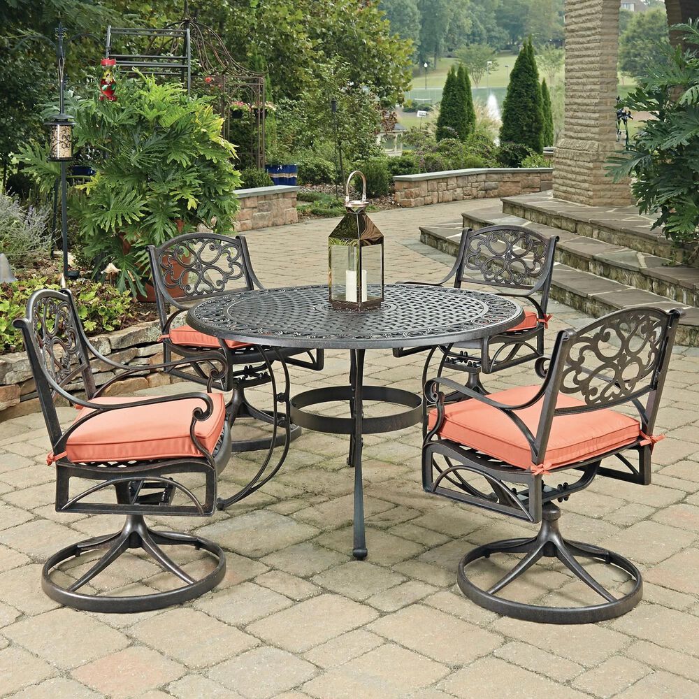 Homestyles Sanibel 48" 5-Piece Dining Set with Swivel Chairs in Brown, , large