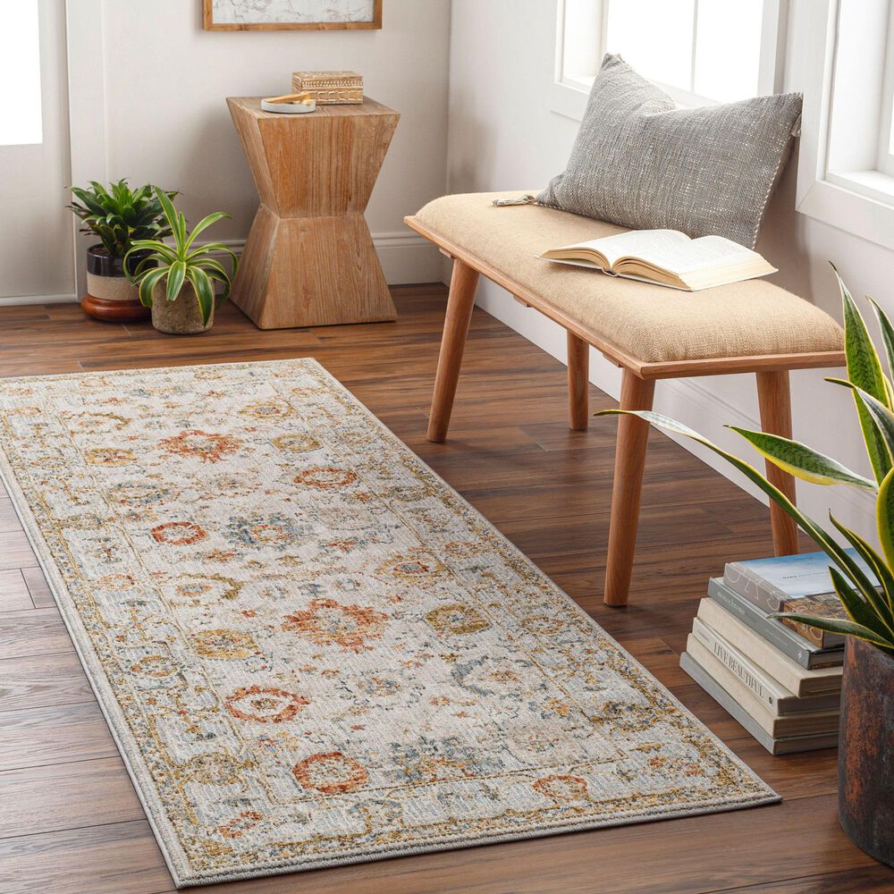 Surya Reina Light Gray, Cream, Denim, Rust, Mustard, Olive and Tan 2&#39;7&quot; x 10&#39; Runner, , large