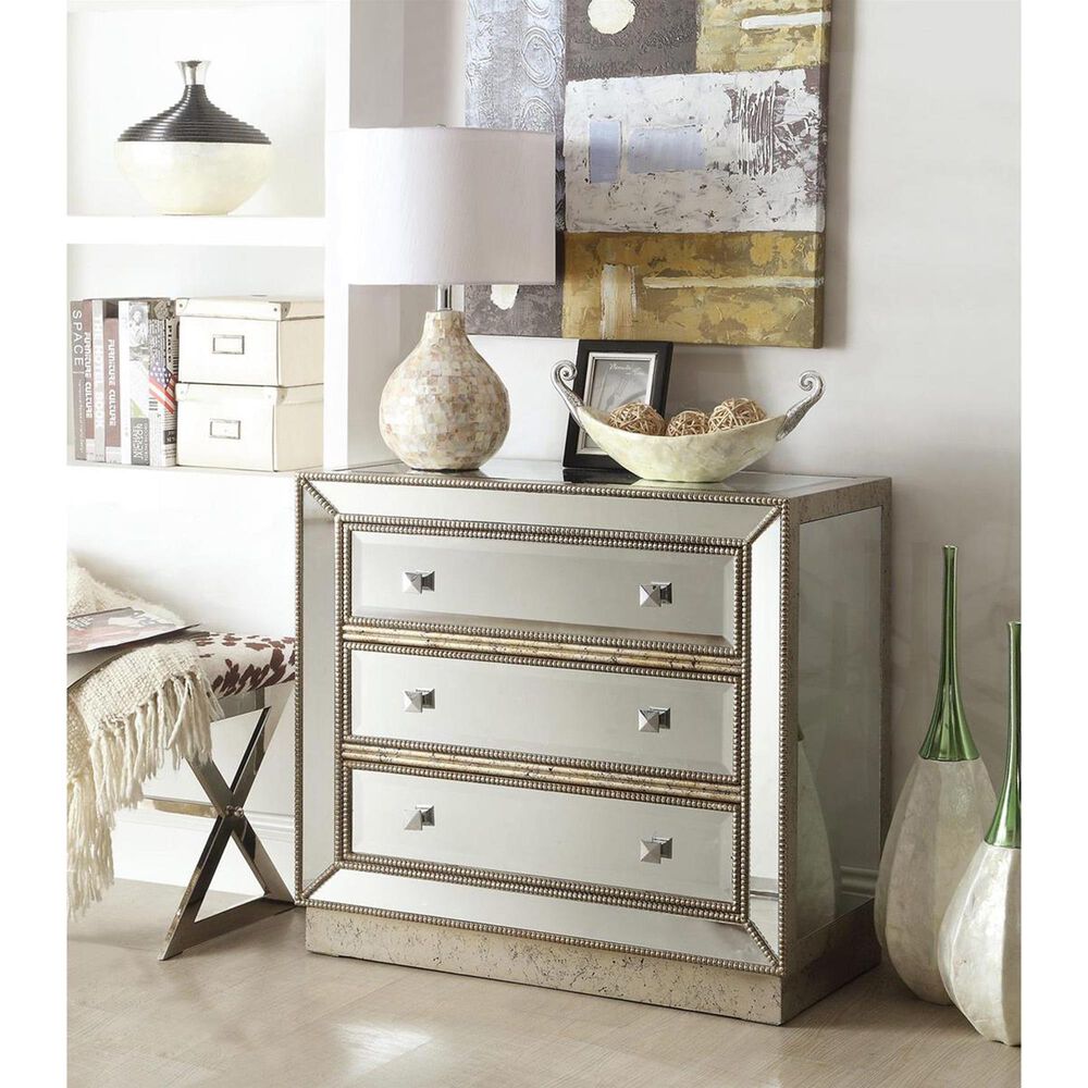 Linon Home Decor 3-Drawer Chest in Silver, , large