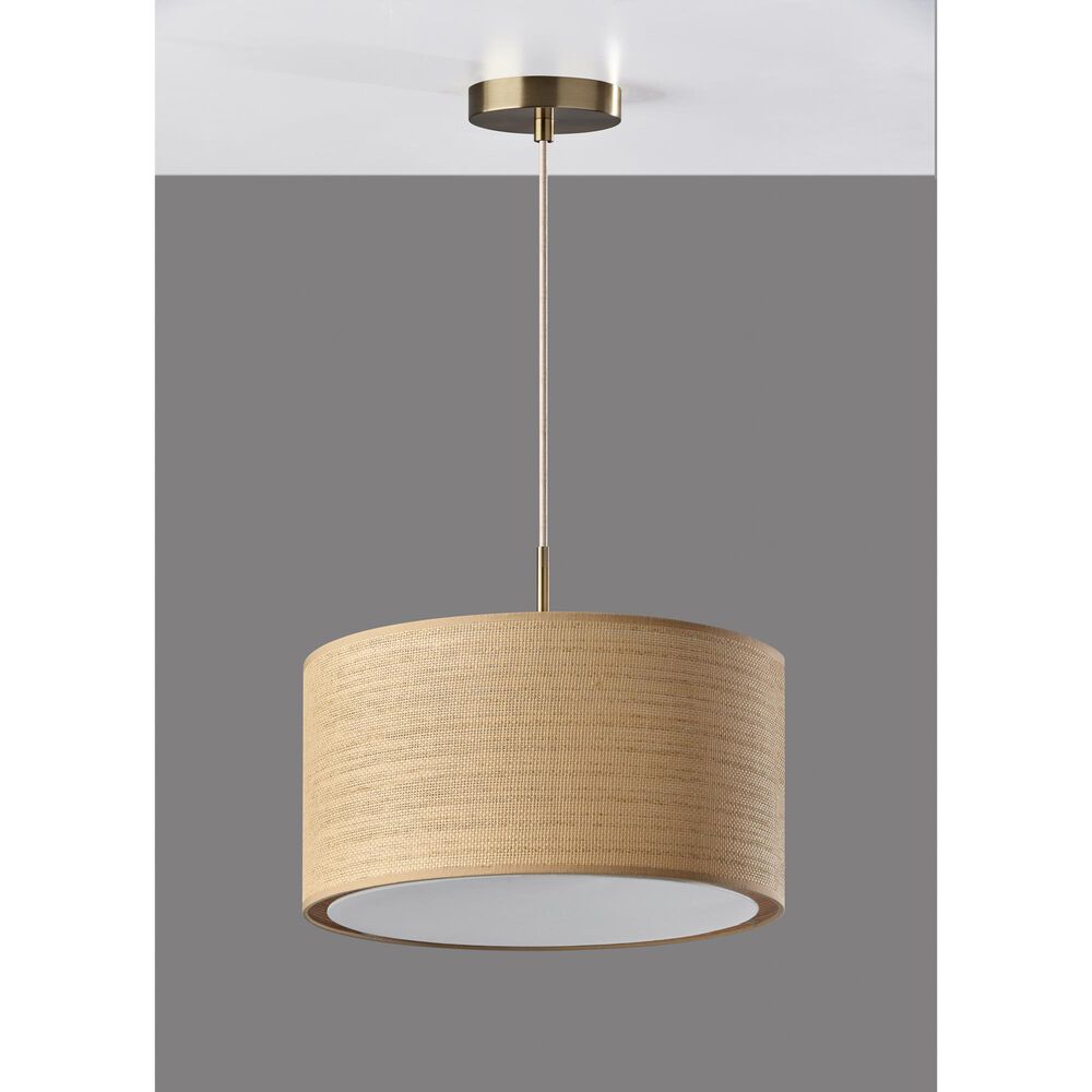 Adesso Harvest 1-Light Large Drum Pendant in Antique Brass, , large