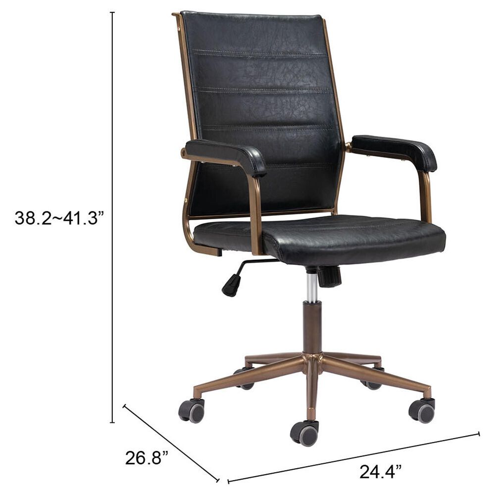 Zuo Modern Auction Office Chair in Vintage Black, , large