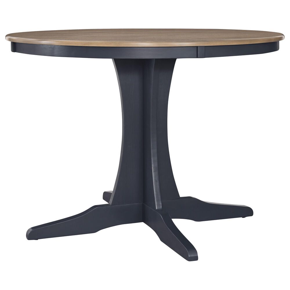 Ashley Landocken Round Dining Table in Light Brown and Dark Slate Blue - Table Only, , large