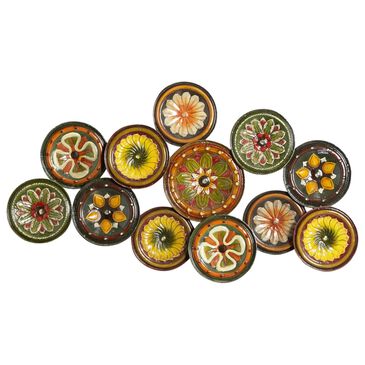 Maple and Jade 25" x 46" Spanish Inspired Floral Plate Wall Decor in Multicolor, , large