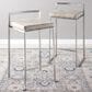 LumiSource Fuji 26" Stacker Counter Stool with Light Grey Cowboy Upholstery in Brushed Stainless Steel (Set of 2), , large