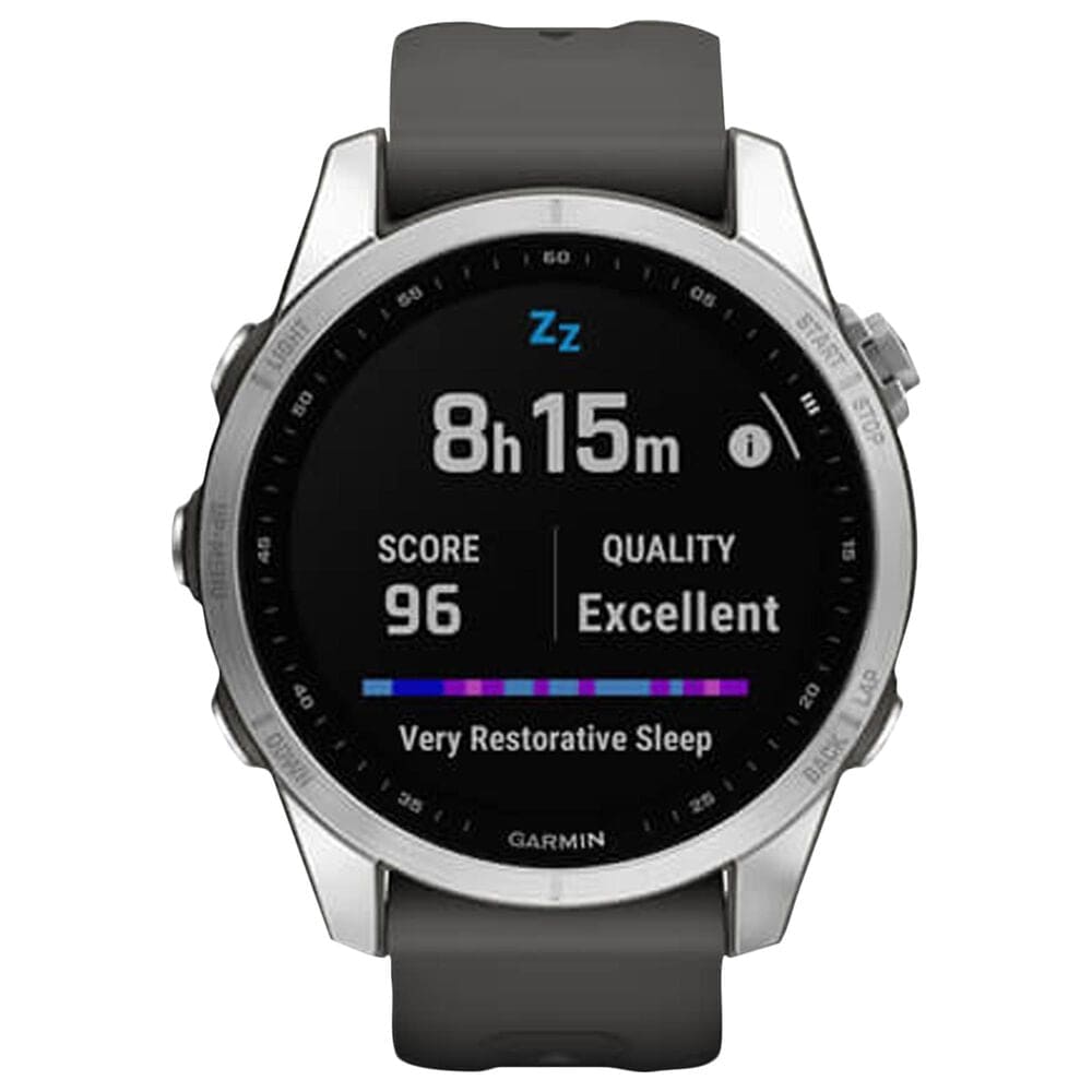 Garmin Fenix 7S Standard Edition Smartwatch in Silver with Graphite Band, , large