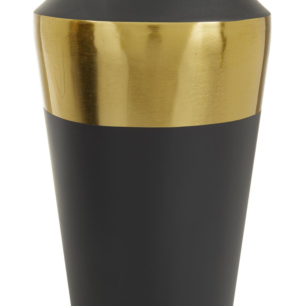 Maple and Jade 2-Piece Iron Decorative Vase Set in Matte Black and Gold, , large