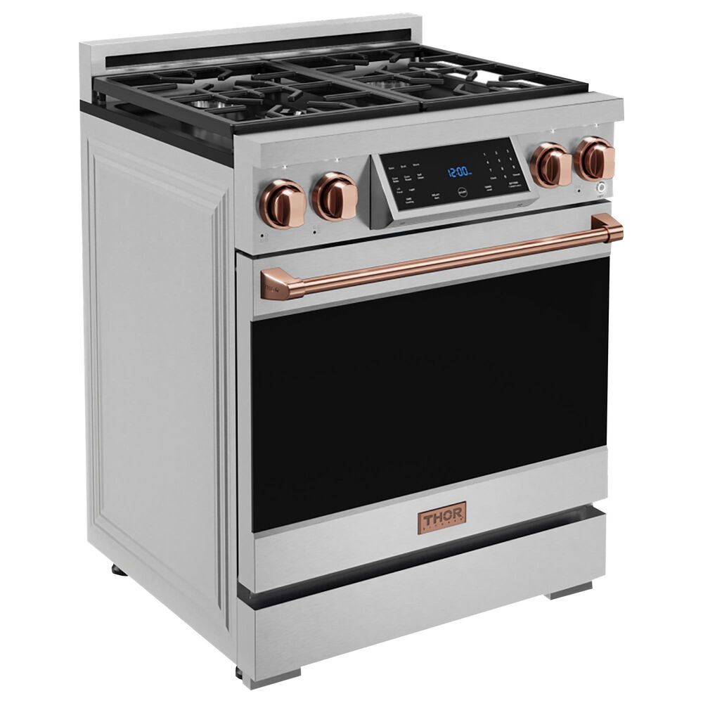 Thor Kitchen Gordon Ramsay 4.55 Cu. Ft. 30&quot; Professional Liquid Propane Range with Rose Gold Handle Kit in Stainless Steel, , large