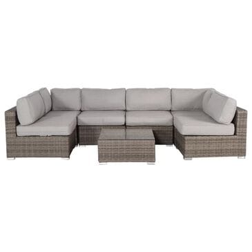 Hearth and Haven 7-Piece Outdoor L-Shaped Sectional Set in Gray, , large