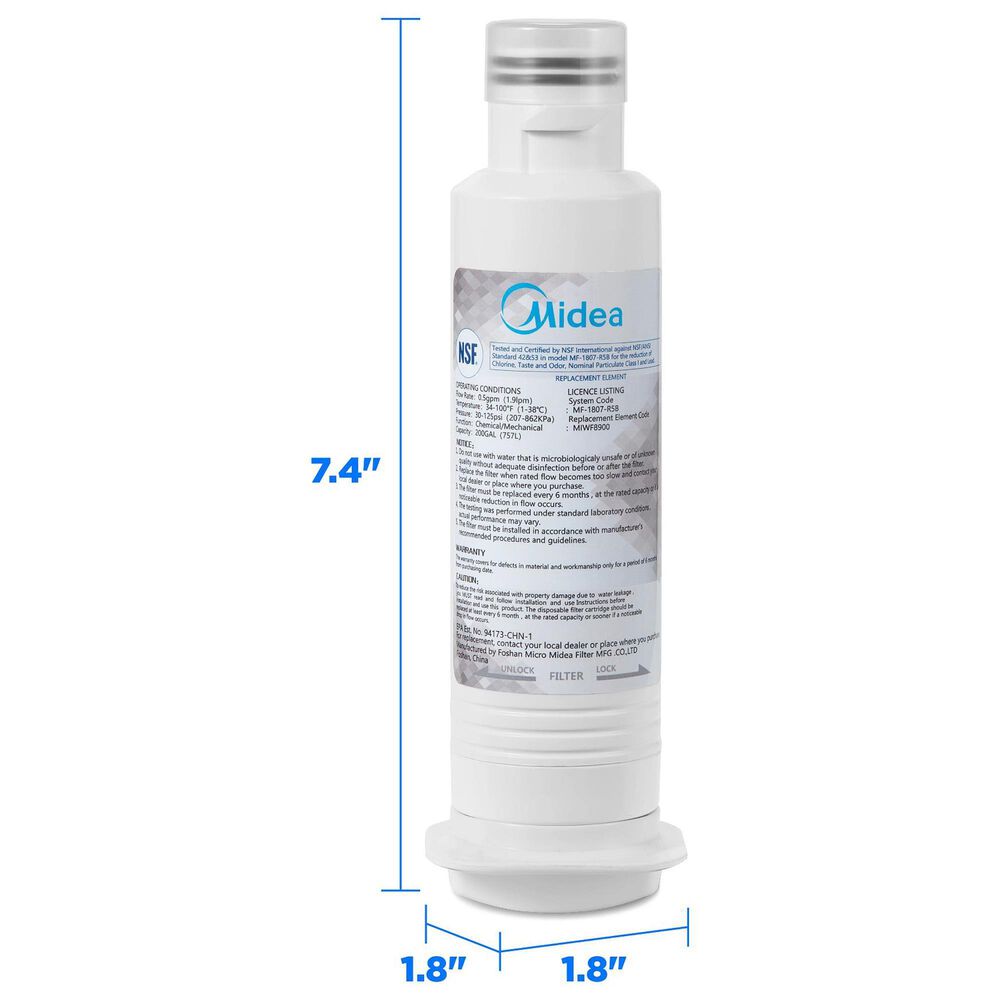 Midea Twist-In Refrigerator Water Filter in White, , large