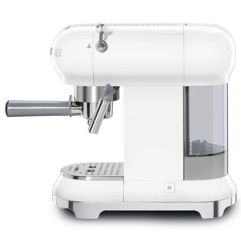 Smeg 33.81 Oz Espresso Manual Coffee Machine in White and Polished