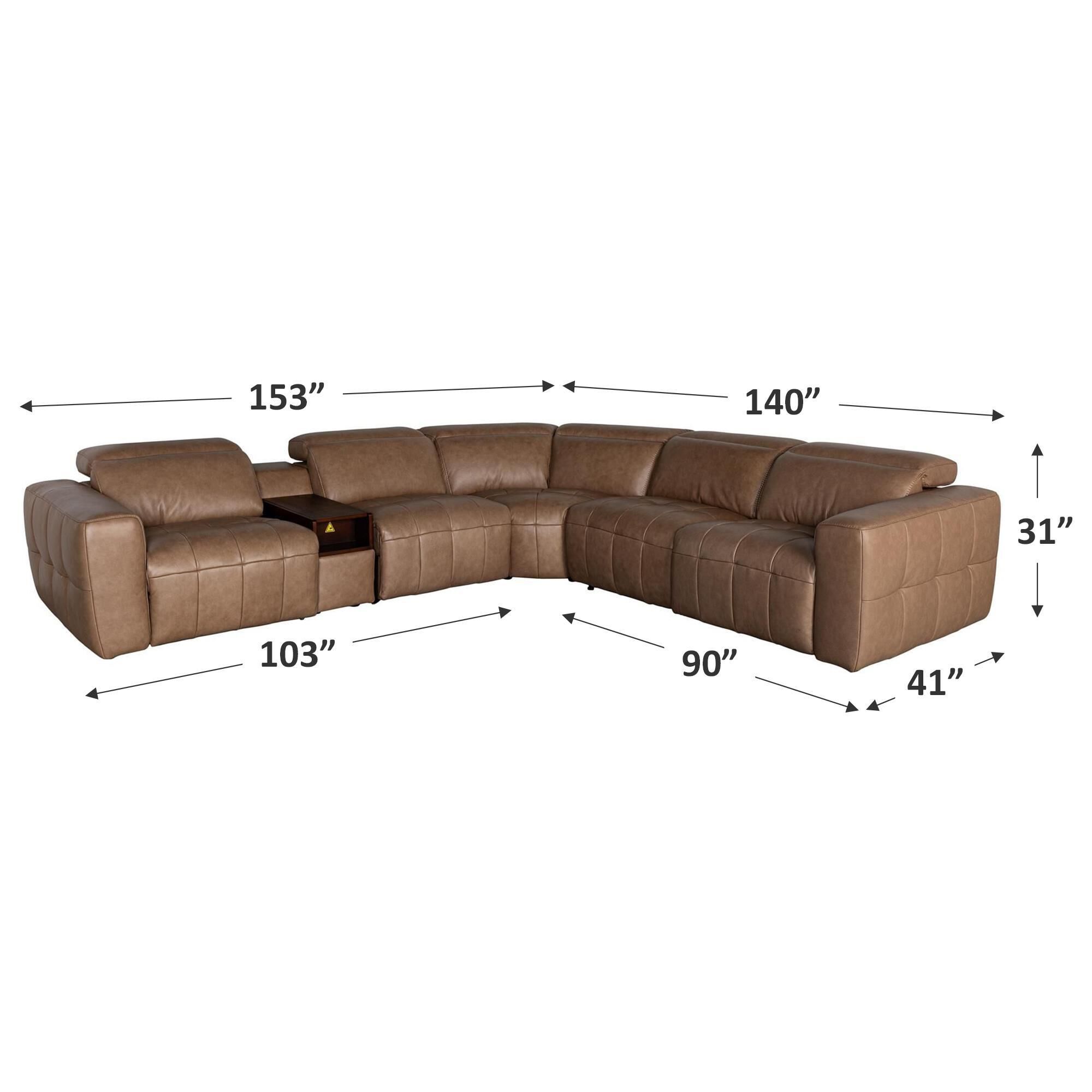 Interlochen 6-Piece Leather Power Reclining Sectional with Power