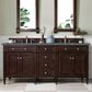 James Martin Vanities Brittany 72" Double Bathroom Vanity in Burnished Mahogany with 3 cm Parisien Bleu Quartz Top and Rectangular Sinks, , large