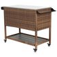 Hearth and Haven Outdoor Wicker Bar Cart with Glass Top in Brown, , large