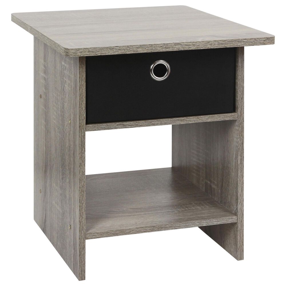 HOMLUX 1-Drawer Modern Nightstand with Open Shelf in French Oak Grey, , large