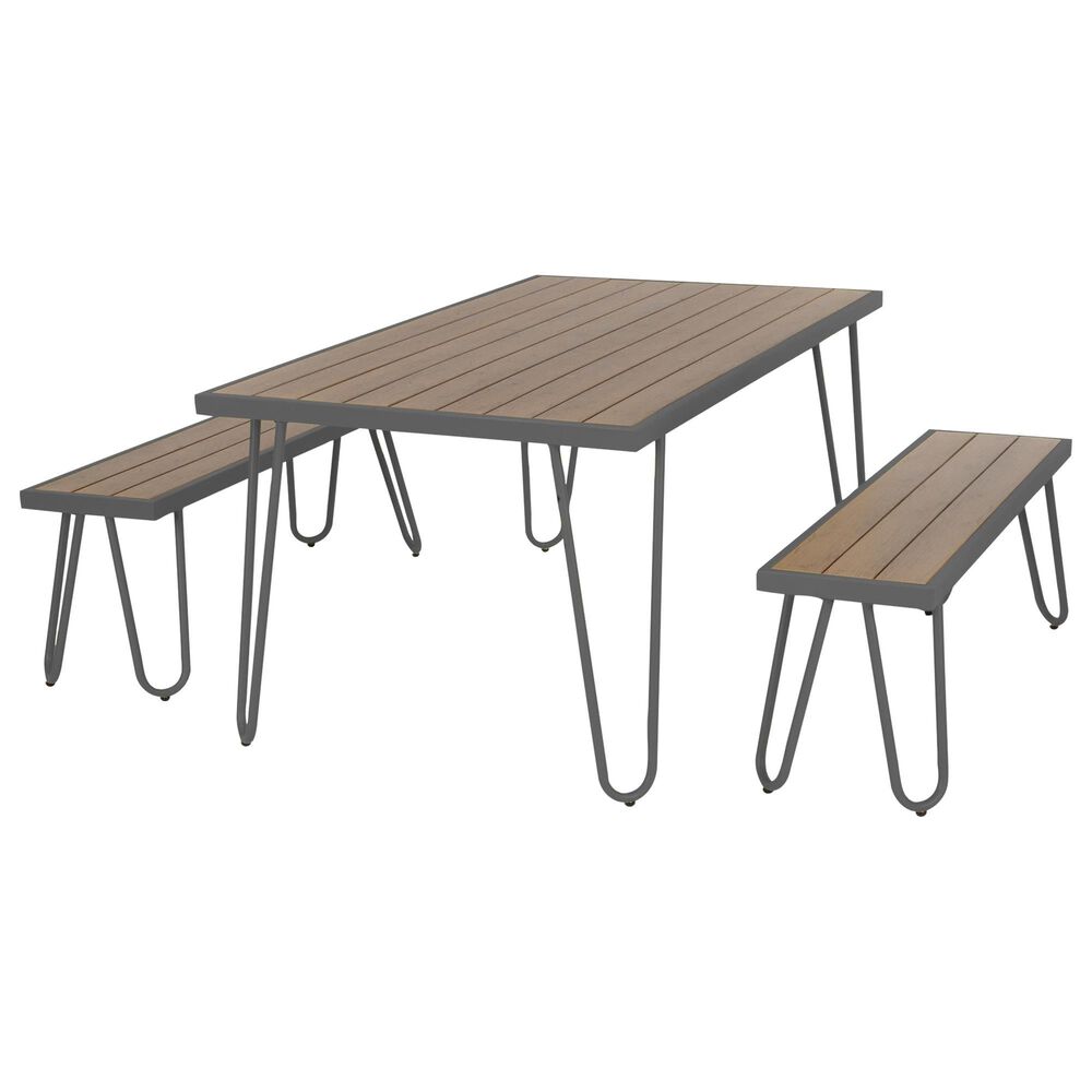 DHP Paulette 3-Piece Patio Poolside Set in Natural Teak and Charcoal Gray, , large