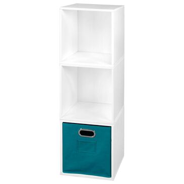 Regency Global Sourcing Niche Cubo 4-Piece Storage Cube Set in White Wood and Teal Basket, , large