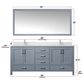 Lexora Home Jacques 60" Double Bathroom Vanity in Dark Grey with 2 cm White Cultured Marble Top and Rectangular Sinks, , large