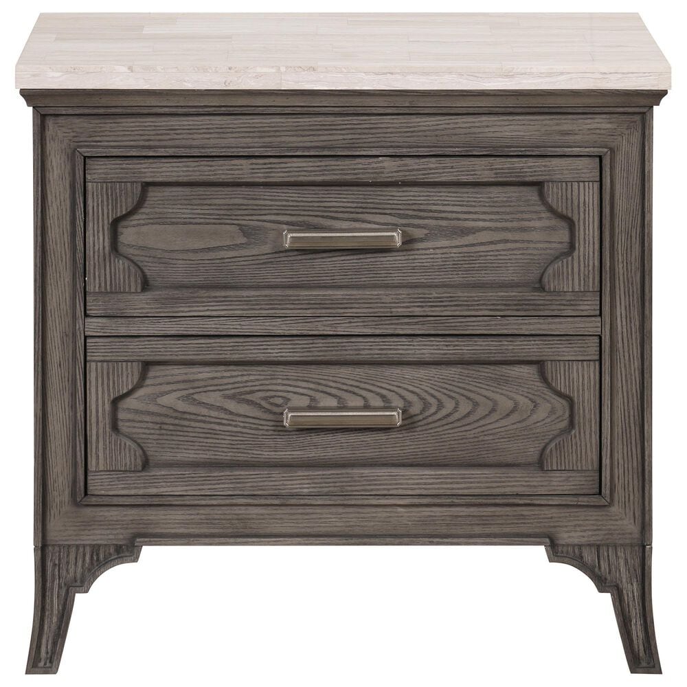 New Heritage Design Lisbon 2-Drawer Nightstand in Gray and White, , large