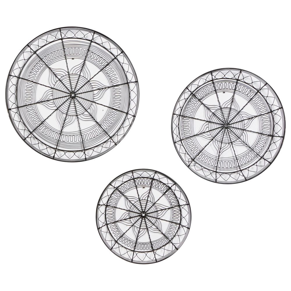 Maple and Jade 21.2" x 21.2" Eclectic Wall Decor in Polished Black (Set of 3), , large