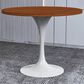 Leisuremod Verve 36" Round Dining Table with MDF Top in White and Cognac Brown - Table Only, , large