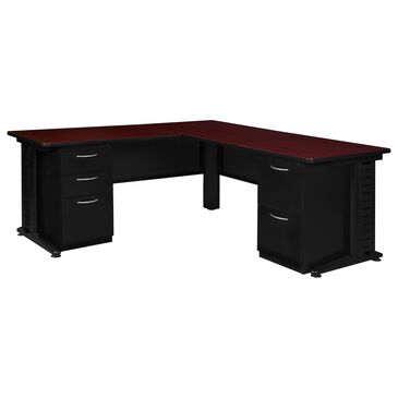 Regency Global Sourcing Fusion 66" Double Pedestal L-Desk with Return in Mahogany, , large