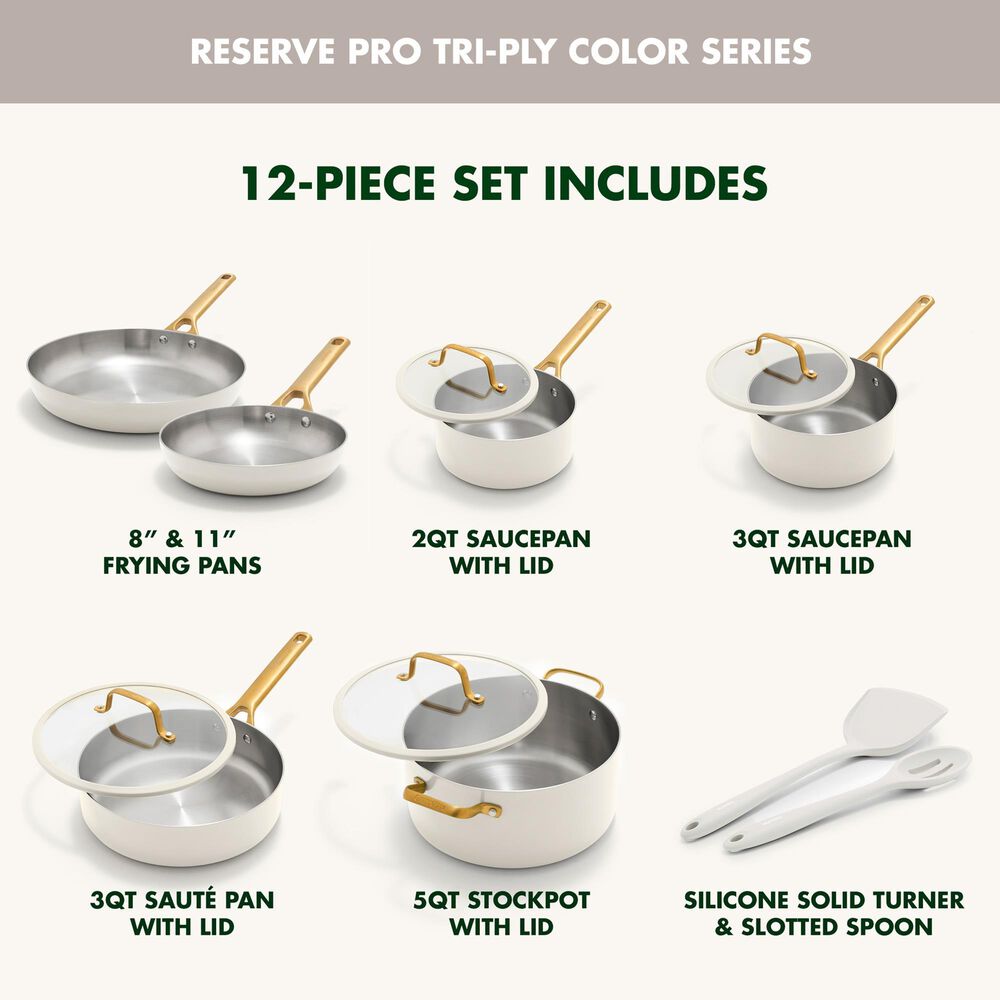 Green Pan Reserve Pro 12-Piece Cookware Set in Cream, , large