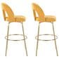 LumiSource Ava Swivel Bar Stool with Yellow Fabric Upholstery in Gold (Set of 2), , large