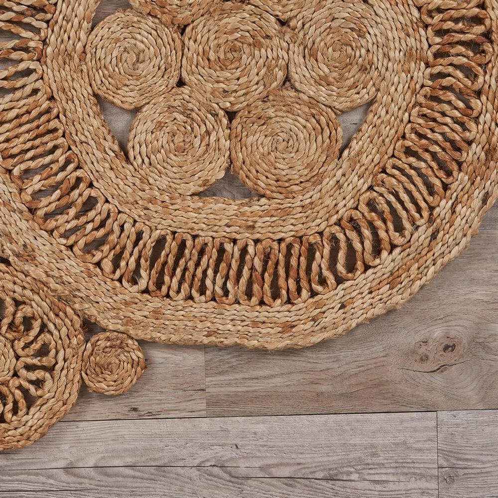 L&amp;R Resources Natural Jute  8&#39; Scalloped Natural Area Rug, , large