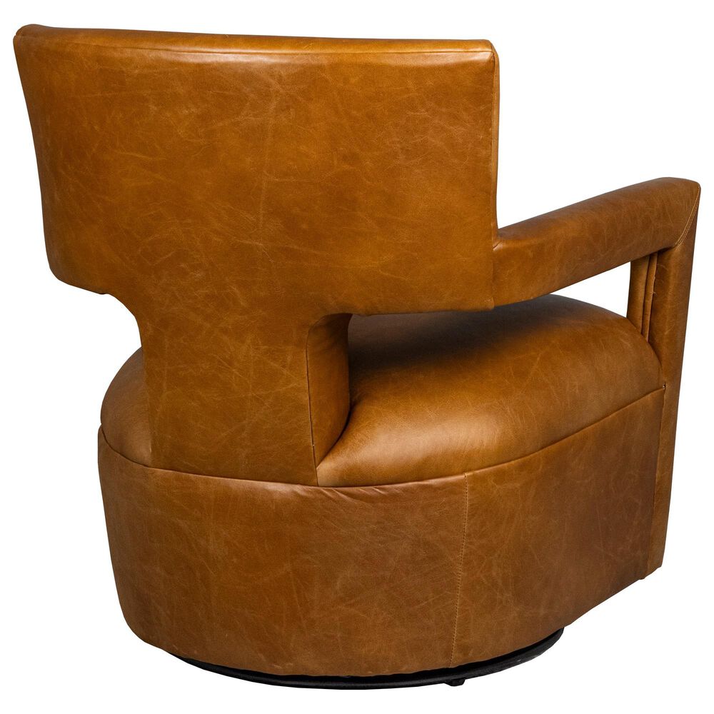 Lexington Home Brands Woodside Leather Swivel Chair in Brown, , large