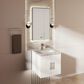 Lexora Home Geneva 24" Single Bathroom Vanity in Glossy White with 2 cm White Carrara Marble Top and Rectangular Sink, , large