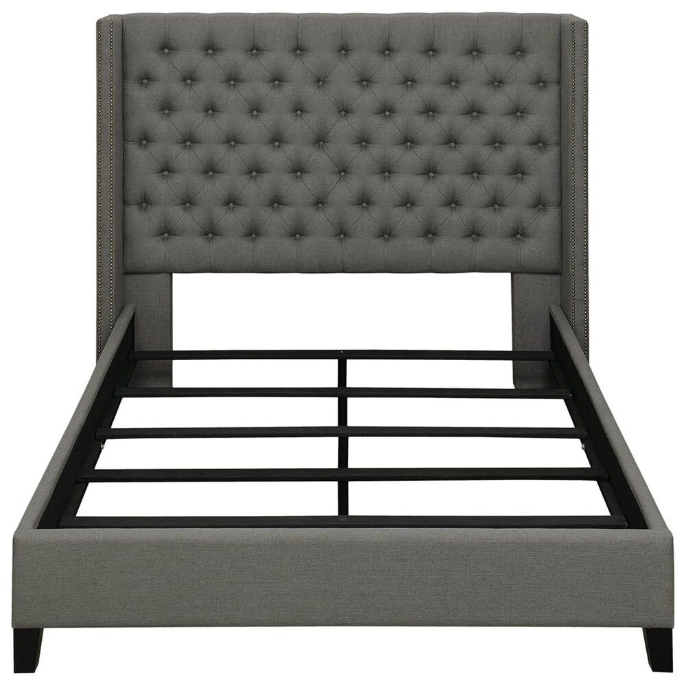 Pacific Landing Benicia King Wingback Upholstered Bed in Gray