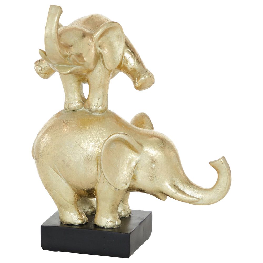 Maple and Jade 10" x 8" Elephant Sculpture in Gold and Black, , large