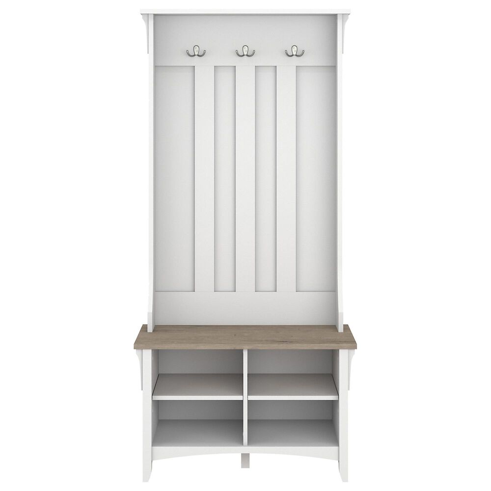 Bush Salinas Hall Tree with Storage Bench in Shiplap Gray/Pure White
