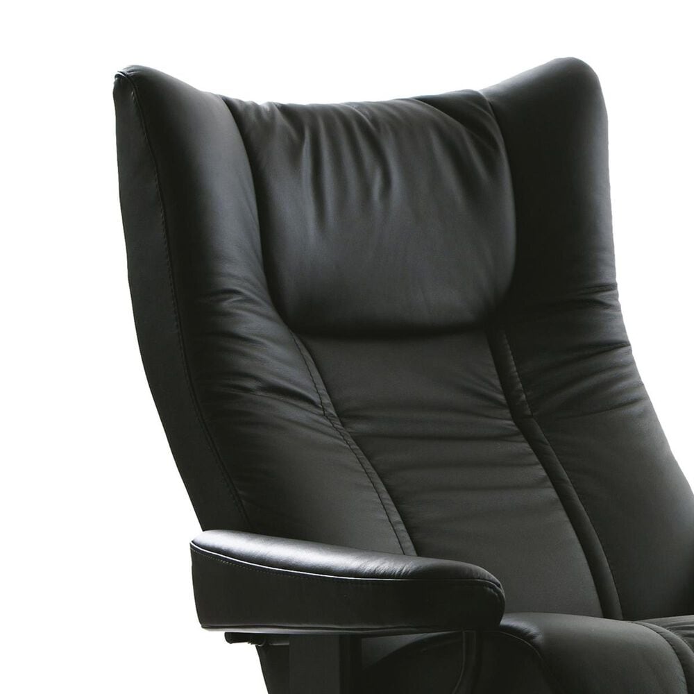Stressless Large Chair and Ottoman in Paloma Black, , large