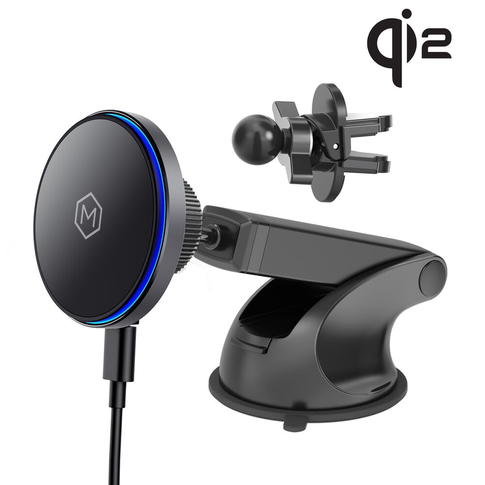 The Mighty Mount MagSwitch Qi2 Wireless Car Charger Mount Combo with Vent and Dash Base in Matte Black, , large