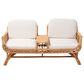 Baxton Studio Pakis Stationary Tete-a-Tete Sofa with Light Honey Rattan in Neutral, , large