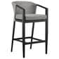 Armen Living Palma Patio Counter Height Bar Stool with Dark Grey Cushion in Black, , large