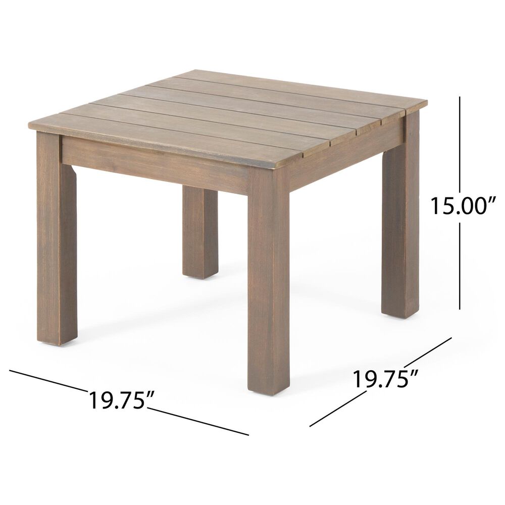 Hearth and Haven Temecula Outdoor Square Side Table with Slatted Top in Grey, , large