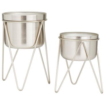 Maple and Jade Modern Planter with Hairpin Leg in Silver (Set of 2), , large