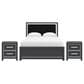 Ashley Zuraleus Queen Upholstered Panel Bed with Two Nightstands in Matte Black, , large