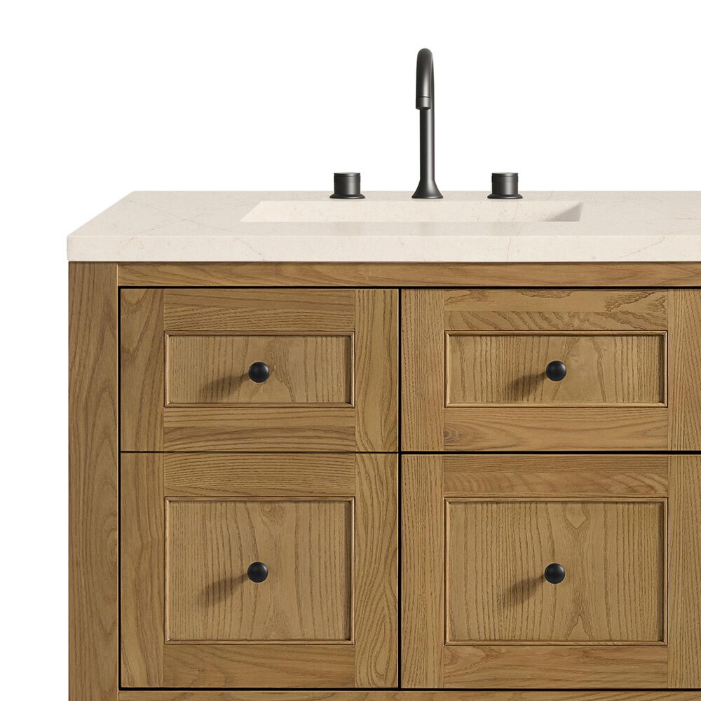 James Martin Vanities Breckenridge 60&quot; Double Bathroom Vanity in Light Natural Oak with 3 cm Eternal Marfil Quartz Top and Rectangular Sinks, , large