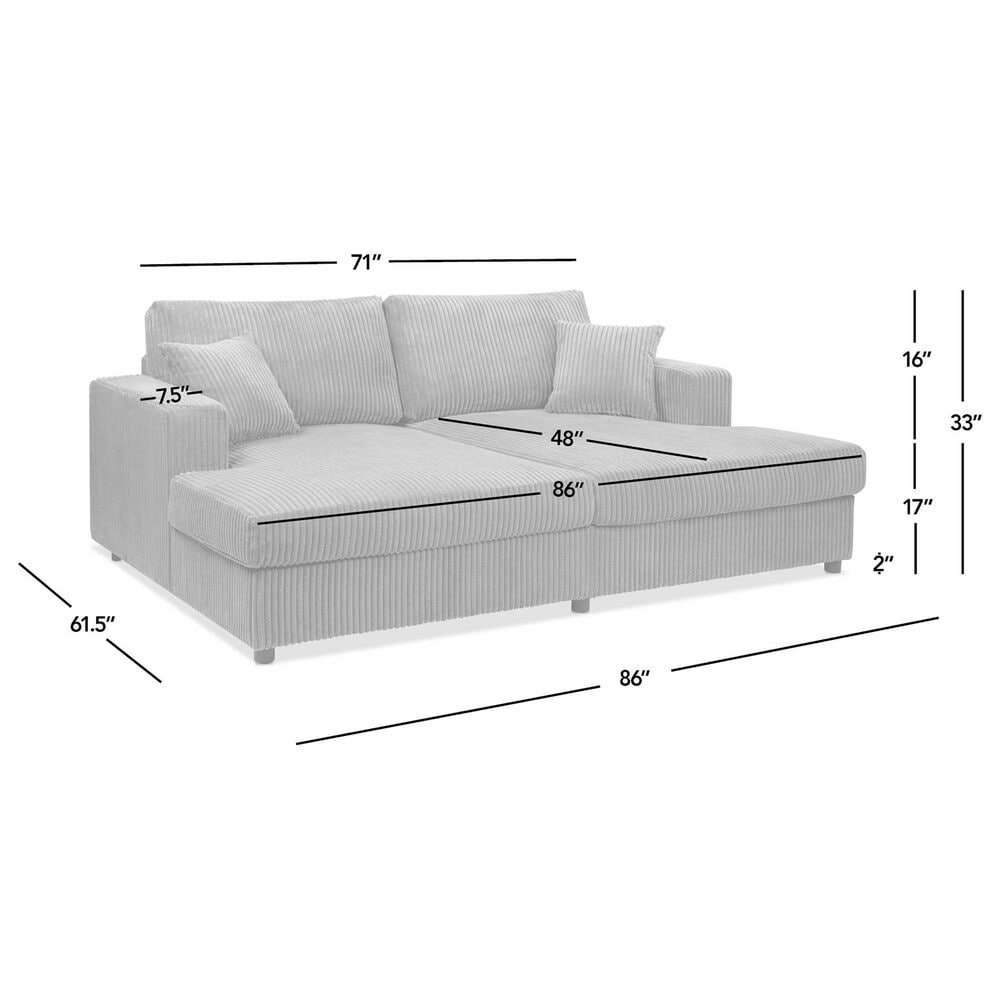 Jennifer Taylor Home Goliath Oversized Double Chaise Lounge Sofa Bed in Carbon Gray, , large