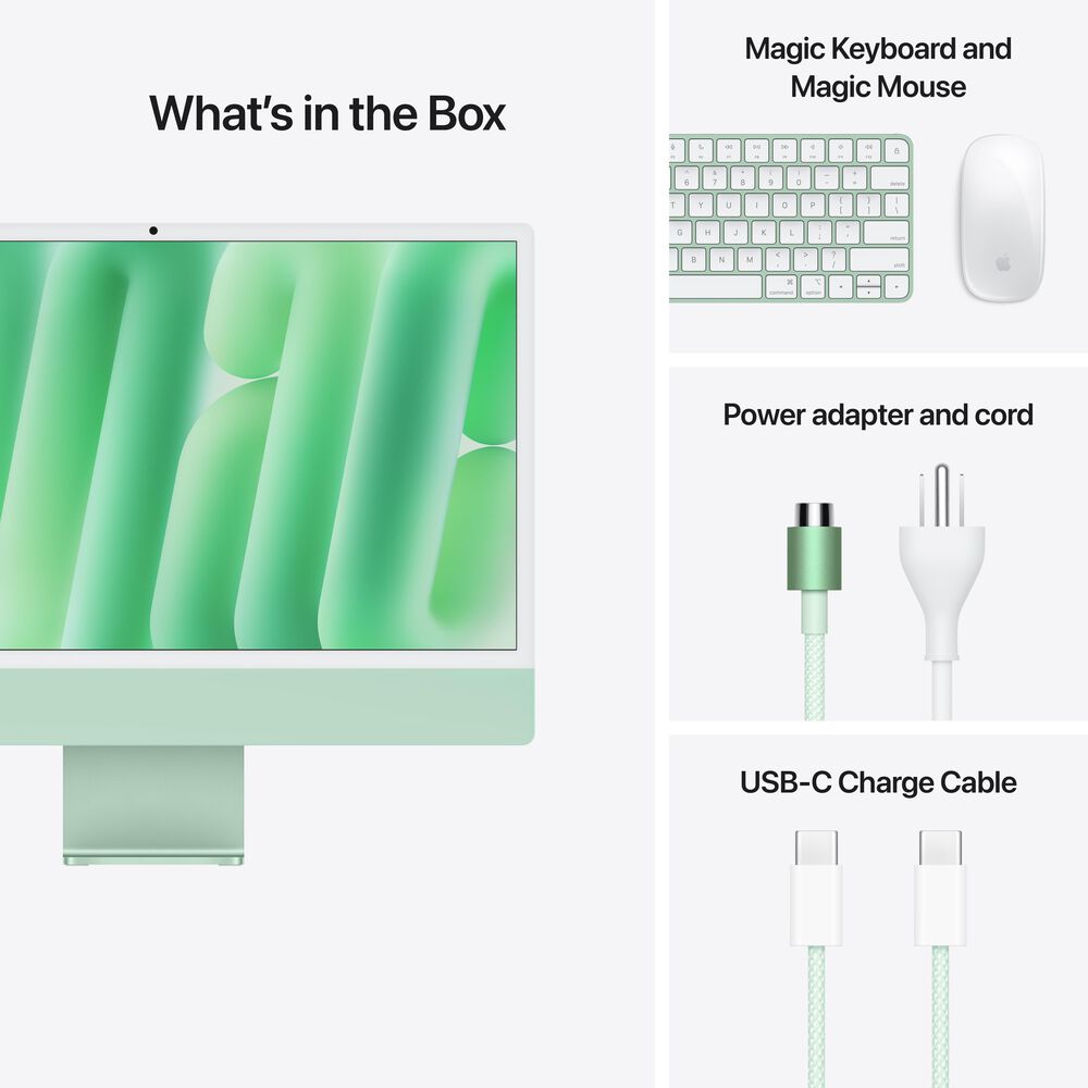 Apple 24-Inch iMac with Retina 4.5K display: Apple M4 Chip with 8-core CPU and 8-core GPU 16GB Unified Memory, 256GB SSD in Green &#40;Latest Model&#41;, , large