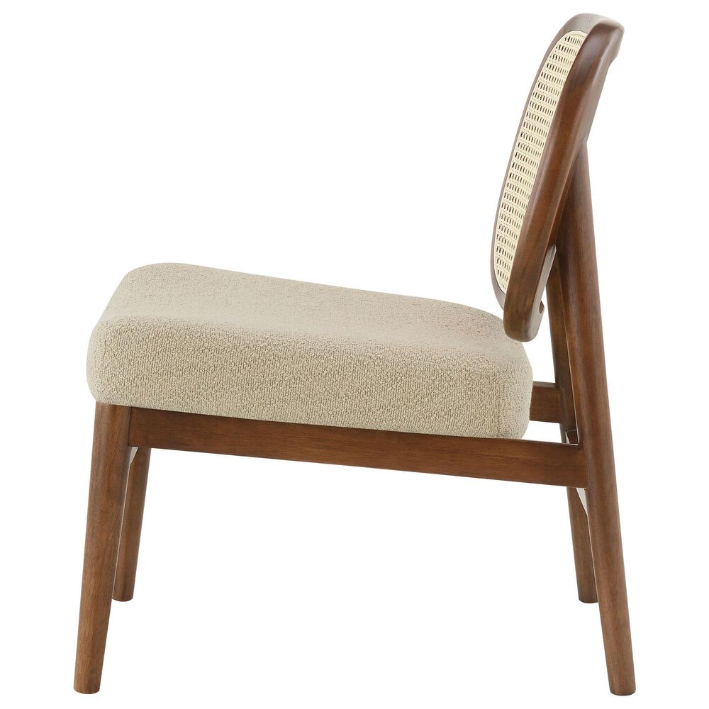 Coaster Rayo Accent Armless Chair with Rattan Cane Back in Camel, , large