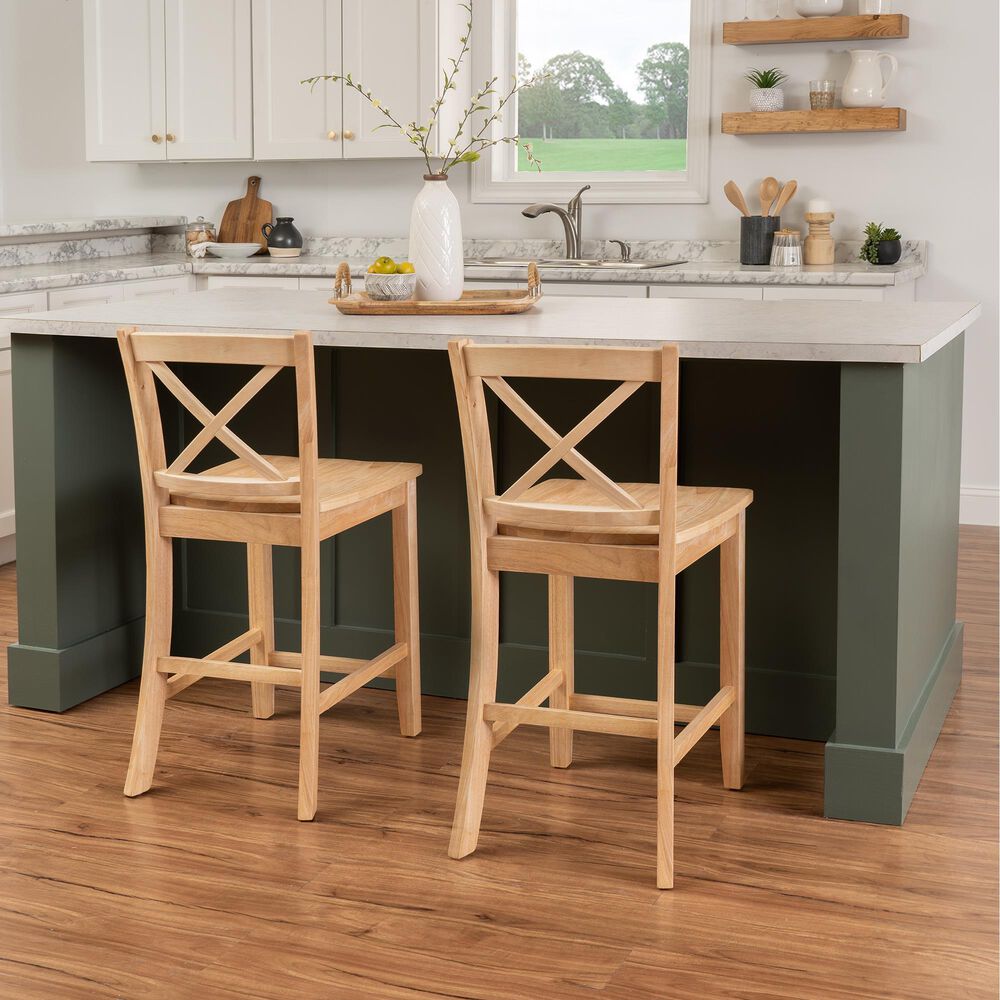 Linon Home Decor Torino X-Back Counter Stool in Natural Unfinished, , large
