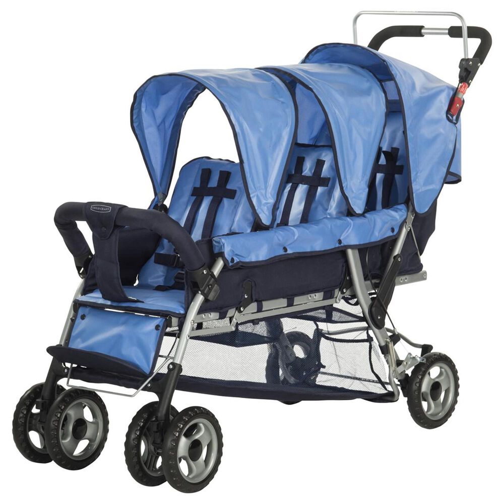 Child Craft Triple 3 Passenger Stroller in Blue, , large